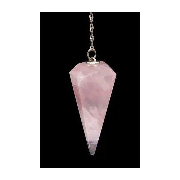 colgante de péndulo de punto de chakra de columna hexagonal de cuarzo rosa