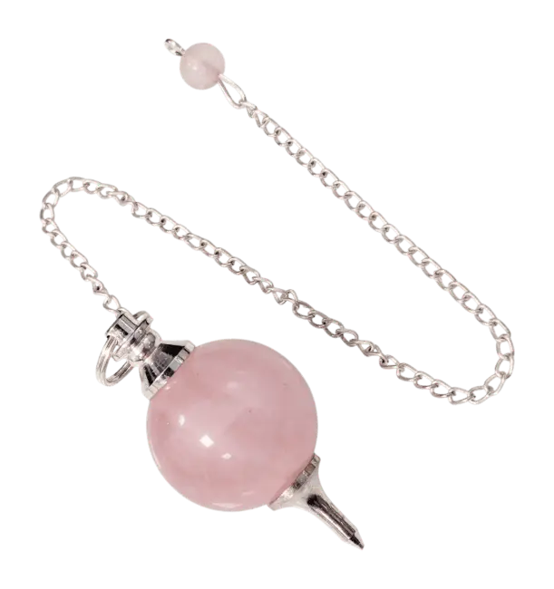 péndulo esfera de cuarzo rosa