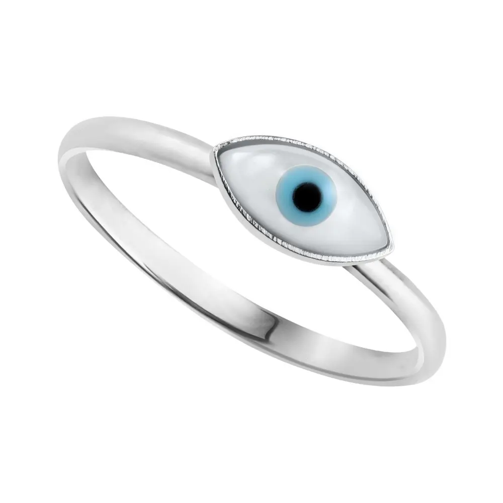 Anillo de plata Ojo de la suerte ovalado 4 X 8