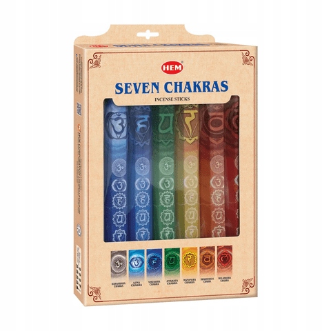 Seven Chakra Gift Box of 7 Tube 140 Incense Sticks HEM