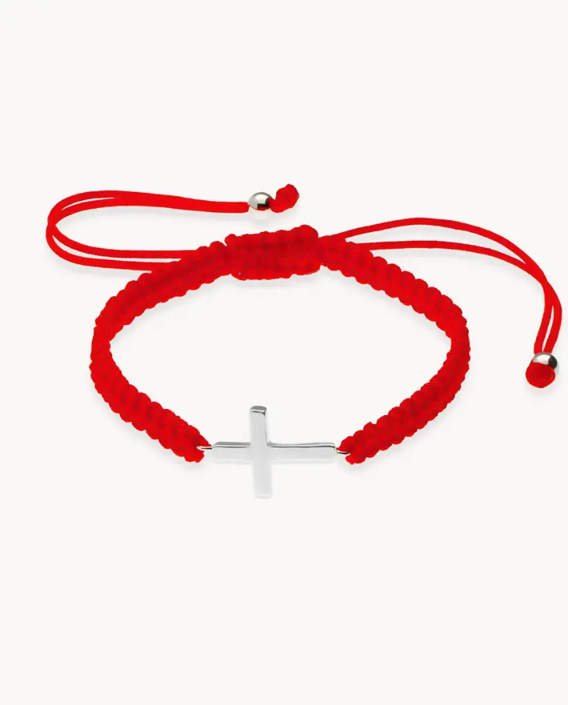 Pulsera Plata Macrame Cruz