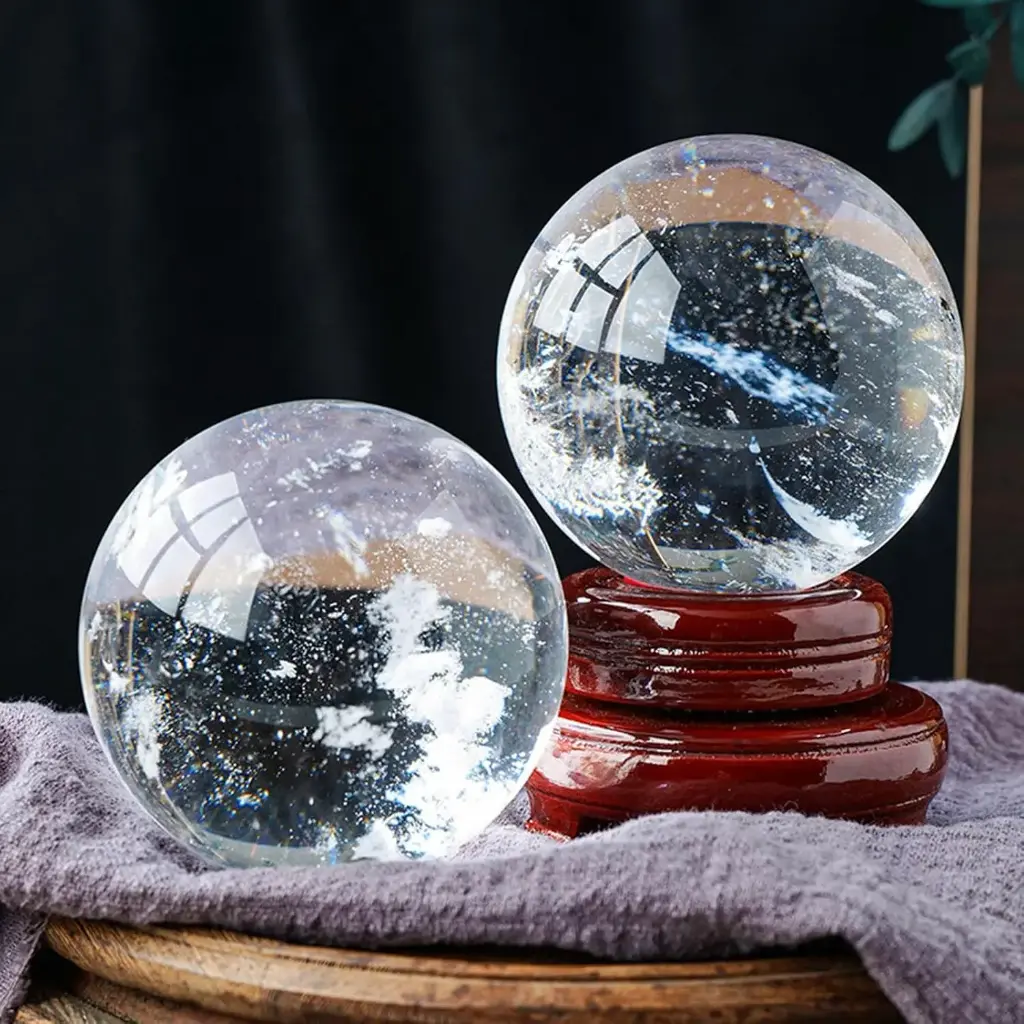 bola de cristal cuarzo transparente con peana