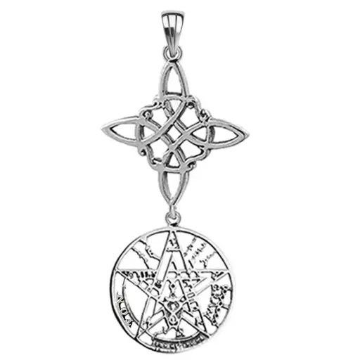 [1001076] Colgante plata tetragramaton y nudo de brujas, 10 mm