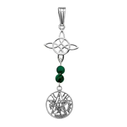 [1001122] Colgante de plata doble piedra malaquita