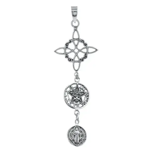 [1001138] Colgante de plata triple proteccion