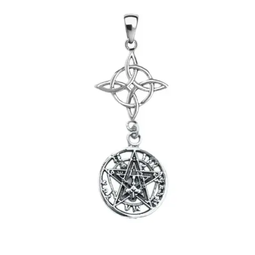 [1001139] Colgante de plata Nudo de Brujas y Tetragramaton