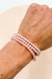 [6711] Pulsera Cuarzo rosa 4mm